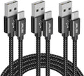 USB to USB C Cable, (3-Pack, 1/3/10 Ft) Fast Charging USBA to USBC Charger Cord Braided for Iphone 15 16 Pro/Pro Max/Plus, for Samsung Galaxy S24 S23 S22 S21 S25, Pixel, Moto