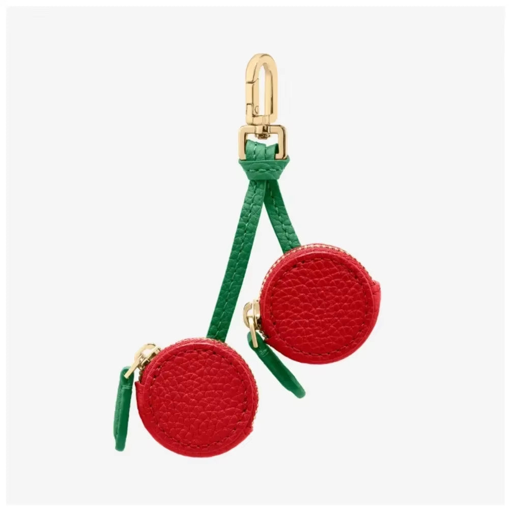 Mini Cherry Fruit Shape Coin Purse Strawberry Cute PU Leather Pendant Korean Style Keychain Earphone Bag Mini Storage Bag